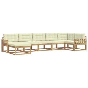 vidaXL Ensemble de canapés d'extérieur 7 Pièces Blanc et crème
