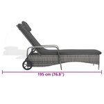 vidaXL Chaise longue avec roues Résine tressée Anthracite