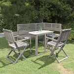 vidaXL Mobilier de bistro 4 Pièces Bois d'acacia solide Gris