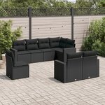 vidaXL Salon de jardin 8 Pièces avec coussins noir résine tressée