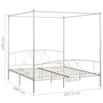 vidaXL Cadre de lit sans matelas avec baldaquin blanc 180x200 cm métal