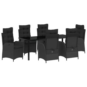 vidaXL Ensemble de salle à manger pour jardin 7 Pièces Noir polyrotin