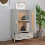 vidaXL Buffet haut Gris béton 70x31x115 cm Bois d'ingénierie