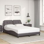 vidaXL Cadre de lit avec LED sans matelas Zadar gris 140x200 cm