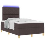 vidaXL Lit à ressort LED avec matelas Marron foncé 120 x 190 cm tissu