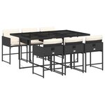vidaXL Ensemble à manger de jardin coussins 7Pièces Noir Résine tressée
