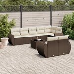 vidaXL Salon de jardin avec coussins 9 Pièces marron résine tressée