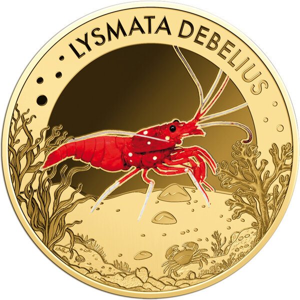 Monnaie BLOOD SHRIM Sea Creatures 1/1000 Oz Or 3000 Francs Chad (PRÉCOMMANDE)
