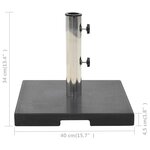 vidaXL Socle de parasol Granite 20 kg Carré Noir