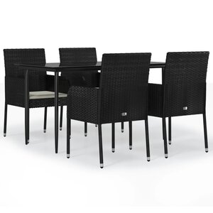 vidaXL Ensemble à manger de jardin coussins 5Pièces Noir Résine tressée