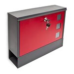 Boite aux lettres design contemporain murale noir et rouge jardin extérieur