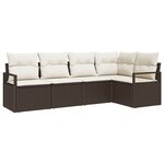 vidaXL Ensemble de canapé de jardin 5 Pièces Marron Poly rotin