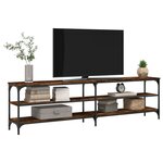 vidaXL Meuble TV chêne fumé 180x30x50 cm bois d'ingénierie et métal