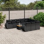 vidaXL Salon de jardin 11 Pièces avec coussins noir résine tressée
