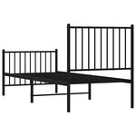 vidaXL Cadre de lit métal sans matelas avec pied de lit noir 75x190 cm