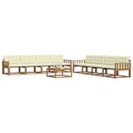vidaXL Ensemble de canapés d'extérieur 9 Pièces Naturel et Crème