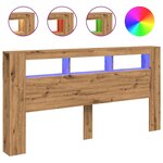 vidaXL Tête de lit à LED chêne artisanal 200x18 5x103 5 cm