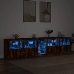 vidaXL Buffet avec lumières LED chêne fumé 283x37x67 cm