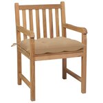 vidaXL Chaises de jardin lot de 8 avec coussins beige Bois teck solide