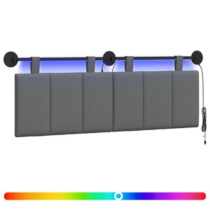 vidaXL Tête de lit suspendue Avec lumière LED Gris foncé Tissu