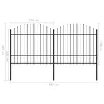 vidaXL Clôture de jardin à dessus en lance Acier (1 5-1 75)x3 4 m Noir