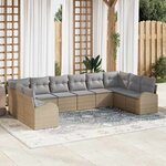 vidaXL Ensemble de canapé de jardin 10 Pièces Beige Poly rotin