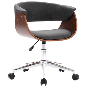 Chaise fauteuil siège pivotante de bureau informatique étude bois courbé et tissu gris 02_0024105