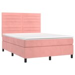 vidaXL Sommier à lattes de lit avec matelas Rose 140x190 cm Velours