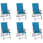 vidaXL Chaises inclinables de jardin lot de 6 et coussins Bois acacia