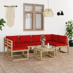 Vidaxl salon de jardin 7 pièces avec coussins bois de pin imprégné
