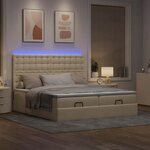 VidaXL Cadre de lit ottoman avec matelas crème 200x200cm tissu