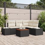 vidaXL ensemble de canapé de jardin 5 pièces avec coussins noir en poly rattan et acacia