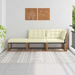 vidaXL Unités de sofa sectionnel d'extérieur 3 Pièce Naturel