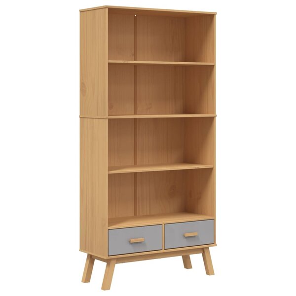 vidaXL Bibliothèque à 4 niveaux OLDEN gris marron bois de pin massif