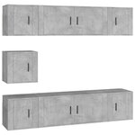 vidaXL Ensemble de meubles TV 7 Pièces Gris béton Bois d'ingénierie