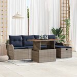 vidaXL Ensemble de canapé de jardin avec coussin 6 Pièces Gris polyrotin