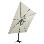 vidaXL Parasol déporté avec mât et lumières LED Sable 300 cm