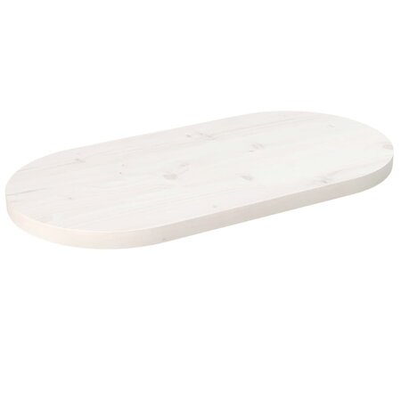 vidaXL Dessus de table blanc 70x35x2 5 cm bois de pin massif ovale