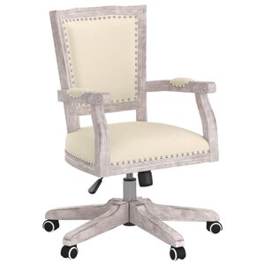 Chaise fauteuil siège de bureau informatique étude pivotante lin beige 02_0024050