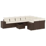 vidaXL Salon de jardin 10 Pièces avec coussins marron résine tressée