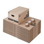 Pack and Move - Lot 60 cartons déménagement M - 60 x 40 x 30 cm - Poignées renforcées - 3 adhésifs offerts