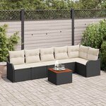 vidaXL Ensemble de canapé de jardin 7 Pièces Noir Poly rotin