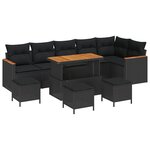 vidaXL Ensemble de canapé de jardin 10 Pièces Noir Poly rotin