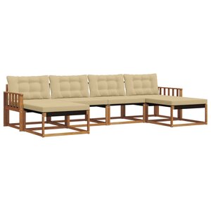 vidaXL Ensemble de canapés d'extérieur 6 pc Naturel et Beige