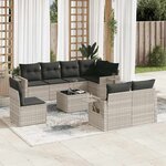 vidaXL Salon de jardin 9 Pièces avec coussins gris clair résine tressée
