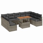 vidaXL Ensemble de canapé de jardin 10 Pièces Gris Poly rotin