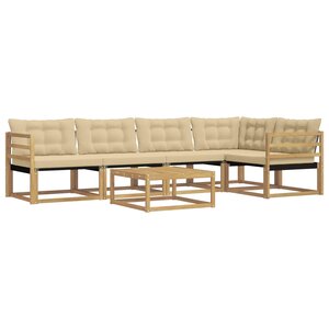 vidaXL Ensemble de canapés d'extérieur 6 Pièces Blanc et Beige