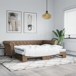 vidaXL Lit de jour avec lit gigogne et matelas cappuccino 90x200 cm