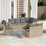 vidaXL Salon de jardin avec coussins 8 Pièces beige résine tressée
