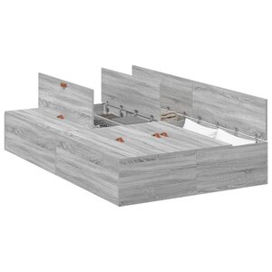 vidaXL Cadre de lit avec rangement Gris Sonoma 120 x 190 cm